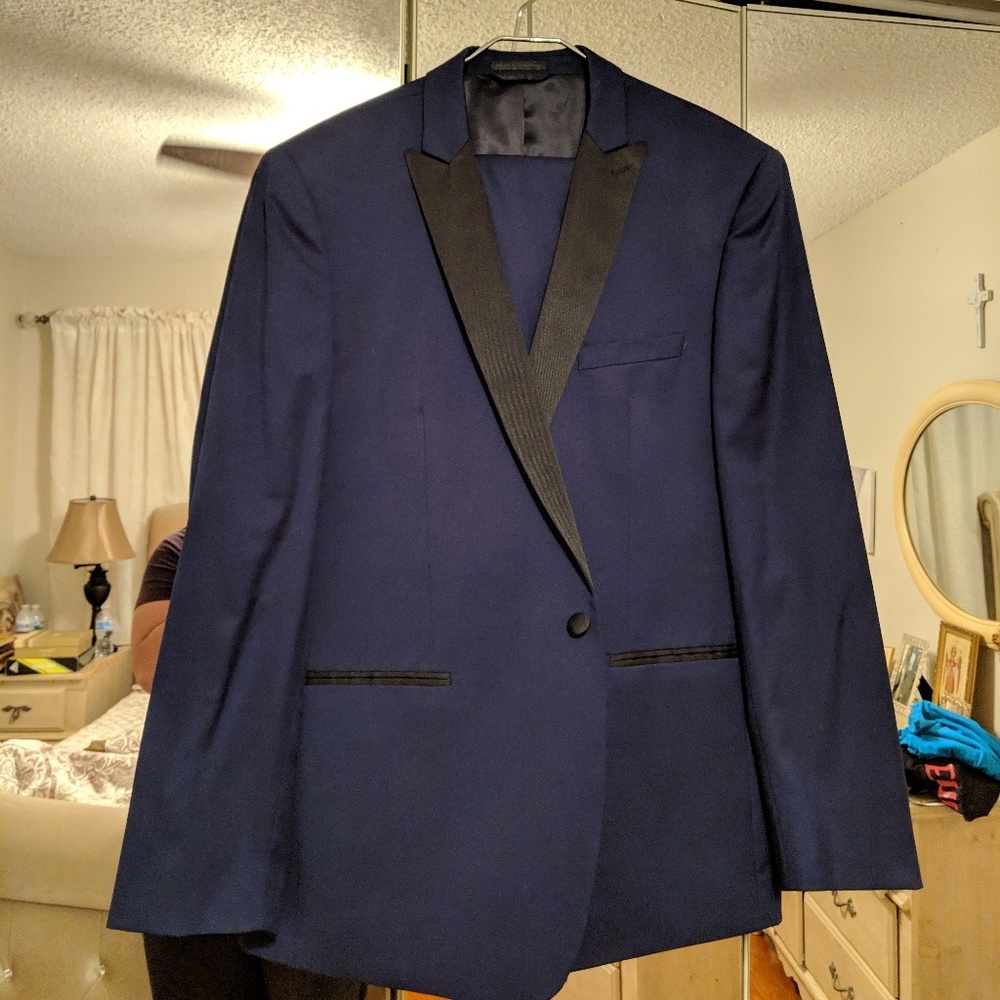 Calvin Klein Blue Slim Fit Tuxedo - Picture 2 of 8